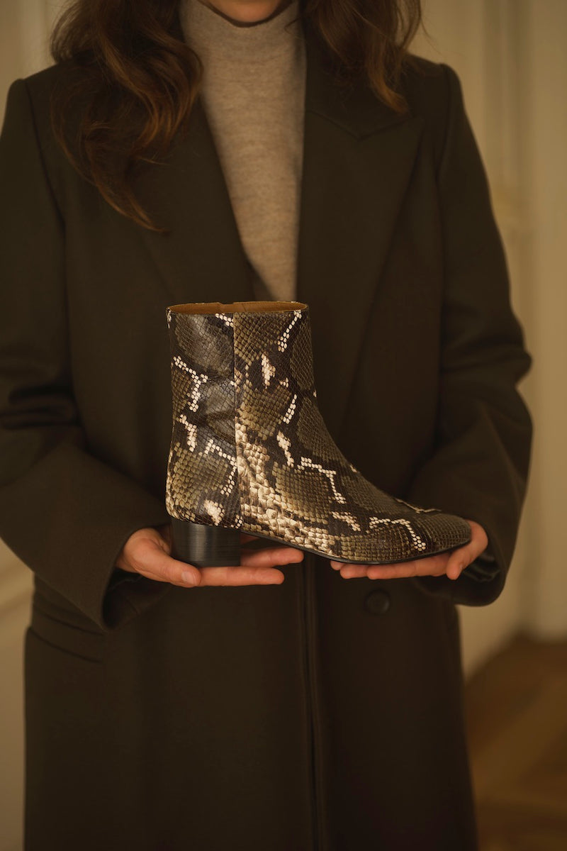 Michèle Boots Snake Kaki