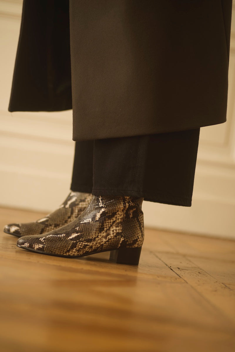 Michèle Boots Snake Kaki