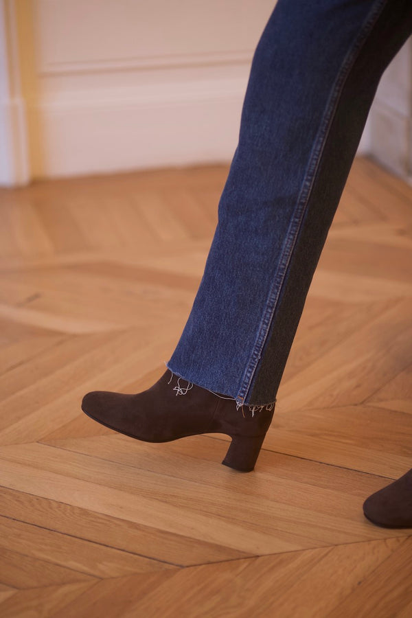 Vénezia Long Boots Velours Poivre Sauvage